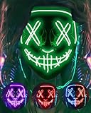 Maschera di Halloween LED Halloween Costume LED Glow Spaventoso Light Up Maschere per Festival Festa Carnevale Costume Natale Cosplay Glow in Dark Gift (Verde)