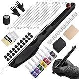 HAWINK Hand Poke a Stick Tattoo Kit di strumenti per tatuaggi fai-da-te con 7 aghi 20 pezzi di inchiostro GK-HW803TN01-1, Blu, Viola, Verde, Giallo, Rosso, Nero, Bianco