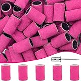 Cilindri Abrasivi Rosa per Unghie 100Pz, Bande Abrasive Con Grana 180 per Unghie, Levigatrice per Unghie Naturali, Fasce Abrasive Fini per Unghie Con Punte Fresa Unghie Da 2,35 Mm per Pedicure