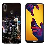 Cover compatibile con Huawei P20 Lite Città Americane New York/Stampa anche sui lati/Telefono rigido a scatto Antiscivolo Antigraffio Antiurto Protettivo Rigido