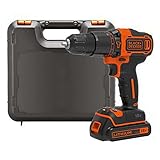 BLACK+DECKER Trapano/Avvitatore a Percussione 18V - 1.5Ah in Valigetta, 0-360/0-1400 Giri/Min. BDCHD18K-QW