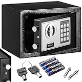 Bakaji Cassaforte a Muro Numerica Digitale 23 x 17 x 17 cm Cassetta di Sicurezza Elettronica da armadio Casa Albergo Hotel Safe + 4 x AA Batterie e Chiavi di Emergenza (Nero)