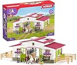 SCHLEICH 42344 Horse Club Maneggio con cavaliere e cavalli, set da gioco da 97 pezzi con 2 personaggi e tanti accessori, giocattolo per bambini dai 5 anni in su