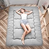 Materasso da pavimento giapponese, materasso futon, tatami spesso, materassino, pieghevole, arrotolabile, per dormitorio, per pavimento (singolo, grigio)