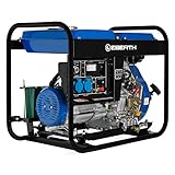 EBERTH 5000 Watt Generatore di Corrente Diesel Portatile, Gruppo Elettrogeno con Motore Diesel 10 CV e Avviamento Elettrico, 4T, 2x 230V, 1x 12V Regolatore di Volt Automatico AVR, Protezione Olio