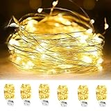 SIXIUDIA (6 pezzi) Luci per Bottiglia,2M 20LED Tappi LED a Batteria per Bottiglie,Fairy Lights, Lucine Decorative per Camera Natale Interni e Esterni,Casa, Feste, Matrimonio(Bianco Caldo)