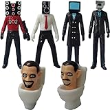 Gensly 6 Pezzi Skibidi Toilet Figures Skibidi Toilette Giocattoli Cameraman Speaker man Figurines Decorazione di Torta per Bambini Ragazzi o Ragazze