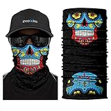 ShopINess Scaldacollo Bandana Multiuso Copricapo Multifunzione Foulard Unisex per Moto Bici Sport Festival Carnevale Halloween Teschio (Morte Messicana)