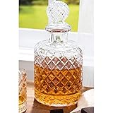 Decanter con coperchio in vetro, brocca da portata per whisky fatta a mano, decanter in cristallo da bar per bevande alcoliche da 1250 ml (Ball-Top)