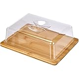 D,casa - Vassoio Bambu Formaggio Formaggio Snack per Servire con Coperchio metacrilato 26x20x7,3cm (Rettangolare)