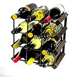 Cranville wine racks Legno Classic 12 Bottiglie in Rovere Tinto Scuro e Metallo Nero cremagliera del Vino Pronto assemblato