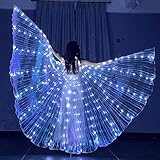Ali da danza del ventre a LED a 360 gradi, per adulti con aste telescopiche da 20 a 100 cm, 2 modalità di controllo della luce, ali a farfalla a LED, per Carnevale, palcoscenico, festa di Natale