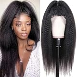 Kinky Straight Wigs Human Hair Lace Front Wigs Yaki Straight Human Hair Wigs For Black Women 150 Density 13x4 HD Frontal Wigs Human Hair Glueless Wig Pre Plucked 18 Inch