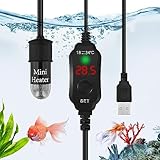 MuseMusy Riscaldatore Acquario, Mini Serbatoio di Pesce Riscaldatore 10W con LED Temperatura Digitale Display Temperatura Ecologica Riscaldatore Regolabile per Acquari da 1-5 Litri