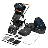 LIONELO Amber Passeggino 2in1 Duo Passeggino da 0 a 48mesi con Seduta secchiello + Navicella per neonato e bambini a 22kg Regolabile, pieghevole e leggero Ruote grandi Cappotina XXL