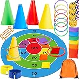 Lubibi Set da Giochi da Esterno per Bambini, 8 in 1 Set da Gioco del Lancio dell anello, con Sacchetti di Fagioli Coni di plastica, Accessori per giochi per feste di compleanno in giardino spiaggia