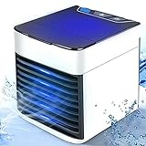 Mini Raffrescatore Portatile da Tavolo Scrivania Deumidificatore Ventilatore USB Casa Auto 3 Velocità Selezionabili con Serbatoio Acqua Ghiaccio e Luce LED RGB Cambio Colore 7 Colori