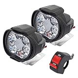 Hands DIY 2 Pezzi Faretti per Moto Impermeabile Universale 6 LED Faro del Motociclo Guida Fendinebbia Faretto Lampada Scooter Faretto Luci Ausiliari Con Interruttore