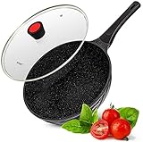 INTIGNIS Wok avec couvercle - sauteuse rôtissant grillant grand 30cm induction base en acier inoxydable (Black)