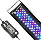 hygger Luce LED per Acquario,Luce per Acquario a Spettro Completo con Monitor LCD,26W 24/7 Ciclo di Illuminazione per Acquario con 7 Colori, Timer Regolabile per Acquario con Piante da 76-91cm