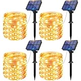 litogo [4 Pacchi] Catena Luminosa Esterno Solare, 12m 120 LED Luci Solari Esterno 8 Modalità Impermeabili Filo di Rame Luci Lucine da Esterno per Giardino, Natale, Patio, Cancello, Matrimonio, Festa