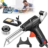 Multi-function Soldering Iron Soldering Gun Set, External Heating Soldering Gun, 60w Small Electronic Soldering Kit, Soldering Iron Kit with Flux (A-Black)