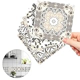 Adesivi per Piastrelle 10 Pezzi 20x20 cm Mattonelle Sticker Autoadesivo per Bagno e Cucina Decorativi in PVC Impermeabile, Mattonelle Parete Adesivi Mosaico, Adesivo Murale per Scala Pavimento Mobili