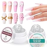 AIMEILI 5 in 1 Trasparente Solid Nail Builder Gel & Gel Colla per Unghie Set, Nail Glue Gel Solid Nail Extension Builder Gel Unghie Gel Ricostruzione Unghie for Nail Art, 2x15g