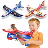 Aereo Polistirolo per Bambini 3 4 5 6 7 8 9 10 Anni, Aereo Giocattolo con Pistola Catapulta Aliante Aeroplano Schiuma Aerei Modellini, Gioco Esterno All aperto Interattivi Regalo Compleanno Bimbo