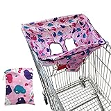 RoxNvm Carrello Spesa Coperture, Rinfrescante e Traspirante Bambino Seggiolone Carrello Cuscino, Coprisedile per Carrello Portatile Adatto per lUso Estivo Del Bambino (Cuore Rosa)