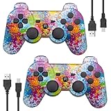 Powerextra Controller PS3 2 Pack Wireless Bluetooth PS3 Controller Wireless ad Alte Prestazioni per Ps- 3 Console di Gioco per Console di Gioco Double Shock con Cavo di Ricarica