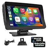 Podofo Senza Fili Carplay Android Auto Autoradio Portatile 7 Pollici Touchscreen Auto Radio con Schermo con Bluetooth Trasmettitore FM Mirror Link GPS AUX 7-32V