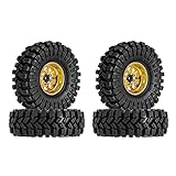 INJORA 1.0 Beadlock Cerchioni Ruote Pneumatici Set -3.78mm Offset Cerchioni Ruote per 1/18 1/24 RC Crawler Car Axial SCX24 FMS FCX24 FCX18 TRX4M, Giallo