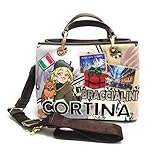 Braccialini Borsa shopper a spalla/tracolla Cartoline Cortina ecopelle marrone B23BR30 B16801 Media