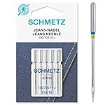 SCHMETZ Aghi per macchine da cucire | 5 Aghi per jeans | 130/705 H-J | Finezza ago: 110/18 | utilizzabile su tutte le comuni macchine da cucire per uso domestico