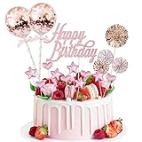 BillyBath Happy Birthday Decorazione per Torta, 17 Pezzi, Candeline, Coriandoli Palloncino, Stelle Cuori, per Matrimonio Compleanno Baby Shower