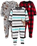 Simple Joys by Carter s 3-Pack Loose Fit Flame Resistant Fleece Footed Pajamas Dormienti per Neonati e Bambini, Buffalo Check/Orsi Polari/Righe, 24 Mesi (Pacco da 3) Bimbo