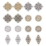 PH PandaHall 40pcs 3 Colori rombo e Rotondo Fiore filigrana connettori Pendenti di Charms filigrana Metallo abbellimenti per Fai da Te tornante Copricapo orecchino Gioielli DIY