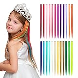 Dreamlover Ciocche Colorate per Capelli Bambina, 24PCS Extension Capelli Clip Colorati, Extension Capelli Bambina Colorati, Accessori per Capelli di Halloween