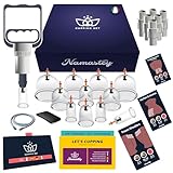 NAMASTEY® – Kit Coppettazione Cinese da 12 Pezzi – Include Coppette per Massaggio e Pompa a Vuoto Perfette per il Massaggio Anticellulite – Cupping Therapy Set per il trattamento del dolore muscolare.