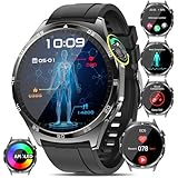 Smartwatch Uomo Donna con ECG/HRV/Acido Urico/BMI/Sonno,1.43" AMOLED Orologio Fitness con Bluetooth Chiamate e 24H Pressione Sanguigna/SpO2/Temperatura Corporea/Cardiofrequenzimetro,Per Android iOS