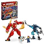 LEGO NINJAGO Mech Elemento Fuoco di Kai, Giochi d Azione per Bambini e Bambine da 7 Anni, 2 Action Figure Snodabili da Costruire, Giocattolo Ninja Personalizzabile con 4 Minifigure tra cui Zane 71808