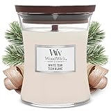 WoodWick Medium Hourglass Scented Candle, White Teak