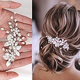 Brateuanoii Accessori Capelli Sposa Argento, Ornamenti di Strass Nuziali, Perla Decorazioni Fiore Vite, in Cristallo per Donne e Ragazze