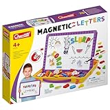 Quercetti-5241 Lavagna Magnetica con Lettere, Multicolore, 65 Pezzi, 5241