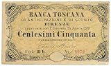 Cartamoneta.com 50 CENTESIMI Banca Toscana ANTICIPAZIONE Sconto Firenze SERIALE BB 1972 1870 SUP 18412/IV
