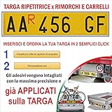 Targa Ripetitrice Omologata in Alluminio per rimorchi, Targa carrelli appendici con Lettere e Numeri già applicati - Caratteri Omologati e R Rossa Inclusa - Dimensioni 48 x 11 cm