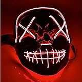 TK Gruppe Timo Klingler Maschera horror a LED rossa - come da Purge con effetti di luce 3X, controllabili, per Halloween come costume per uomini e donne