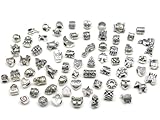 Nambeads ©, 10 charm tibetani misti in argento, adatti per braccialetti Pandora -