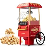 Cozeemax macchina popcorn, 1200 W, macchina per pop corn Retro per la casa, con aria calda, macchina per popcorn senza grassi, senza olio, operazione con un solo tasto, colore: Rosso